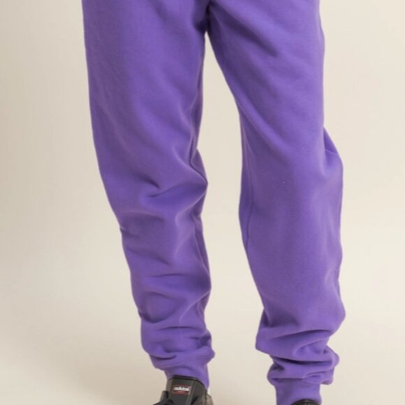 Mid-Rise Drawstring Jogger Pants purple - Picture 3 of 3